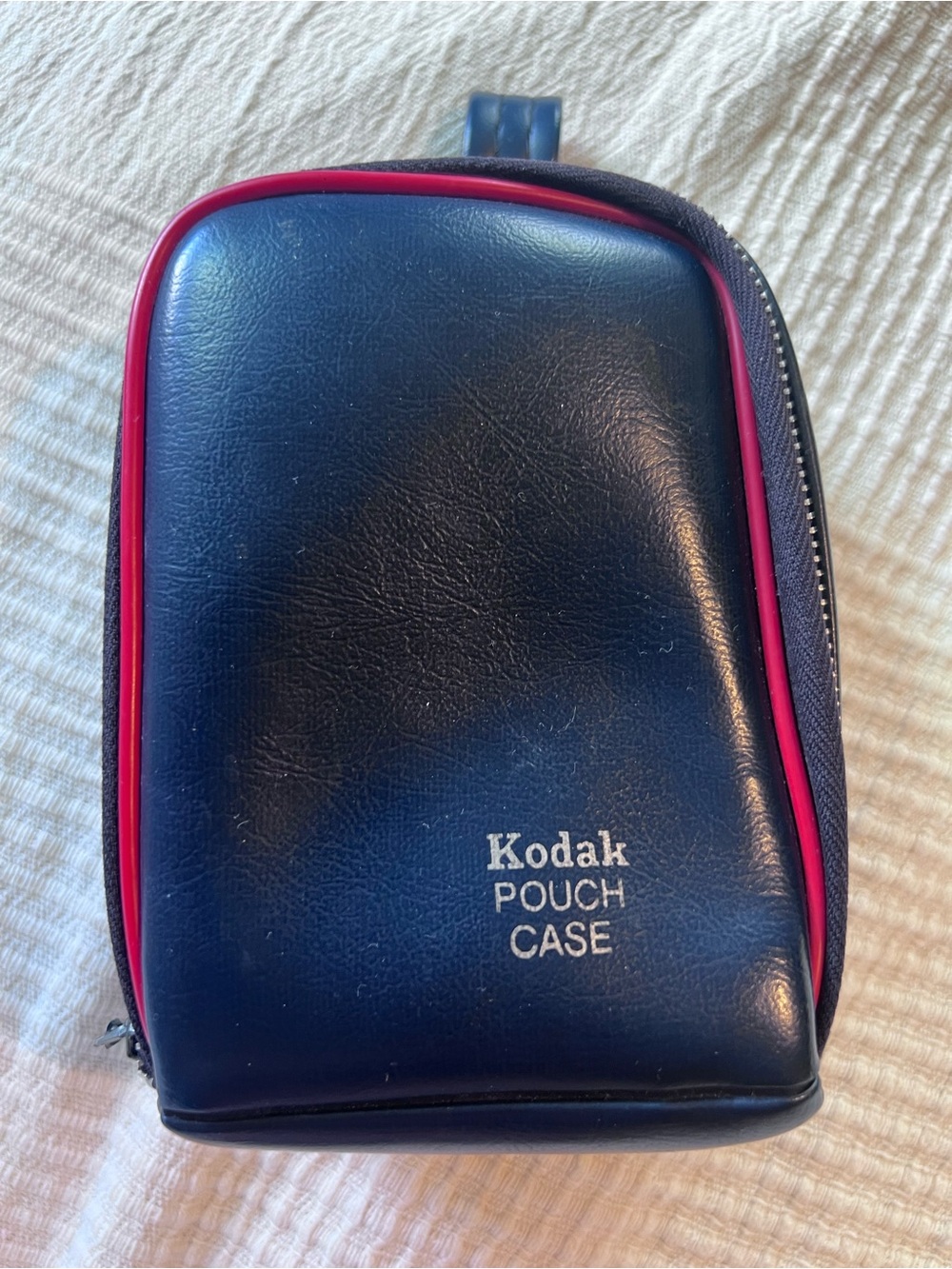 Vintage Kodak Pouch Case – Navy Blue Leatherette with Red Trim Camera Bag